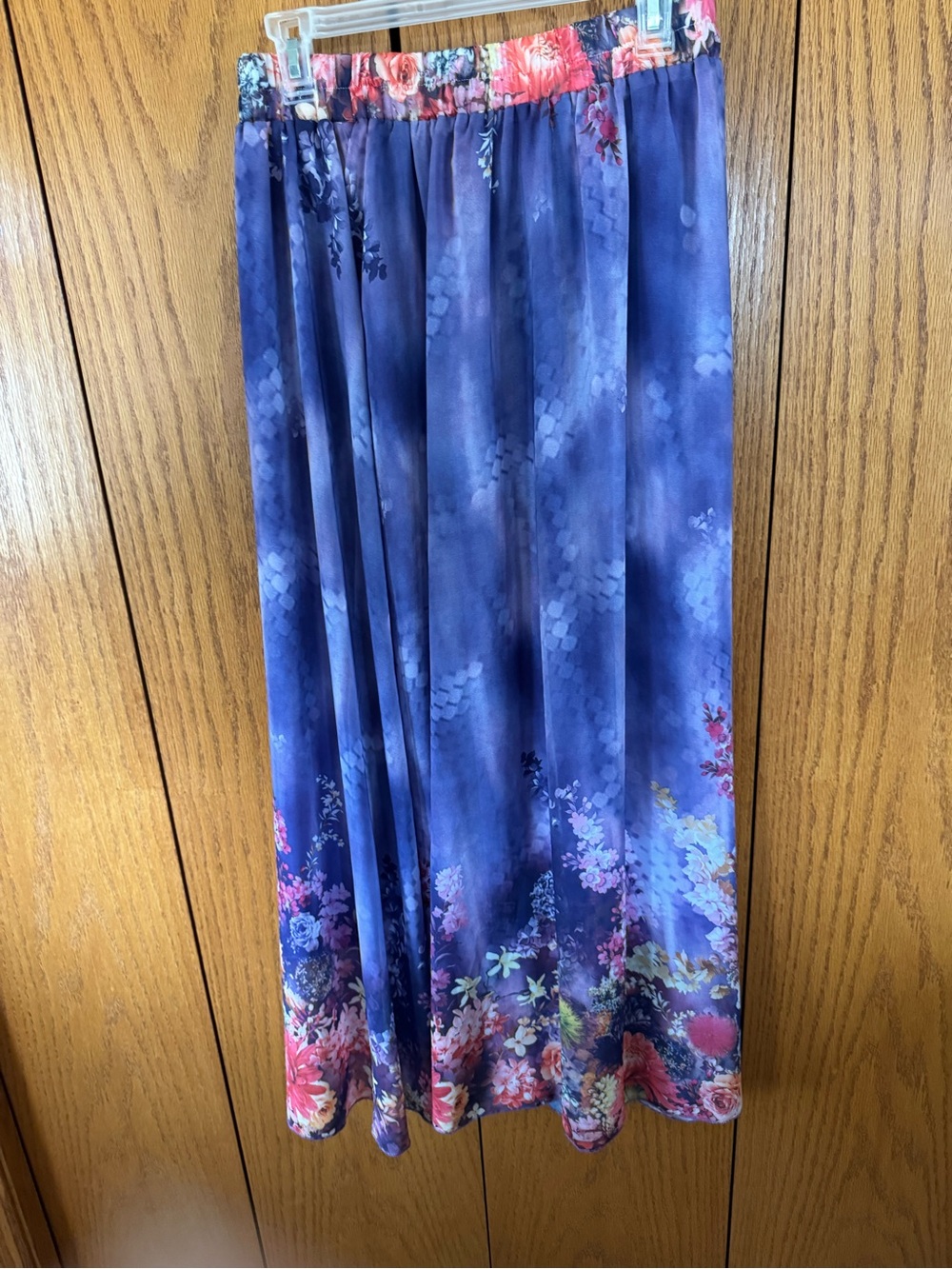 Blue Floral Maxi Skirt - Elegant Women's Skirt